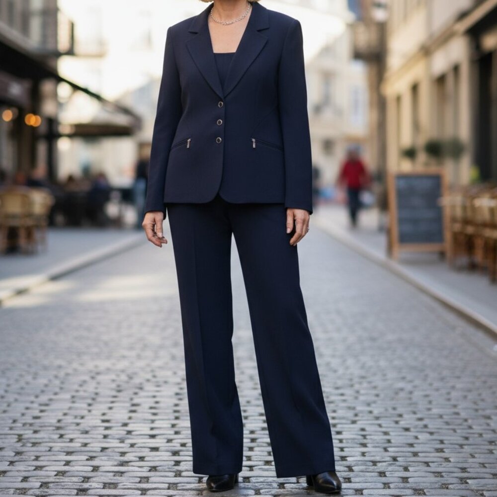 Tahari, Arthur S. Levine Womens' Pant Suit - Navy Blue - Size 14